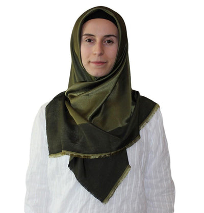 Bonjela scarf Bonjela Twill Large Square Hijab Scarf Reversible Olive Green - Modefa 