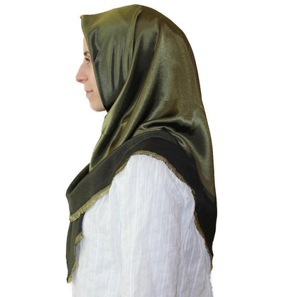 Bonjela scarf Bonjela Twill Large Square Hijab Scarf Reversible Olive Green - Modefa 