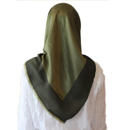 Bonjela scarf Bonjela Twill Large Square Hijab Scarf Reversible Olive Green - Modefa 