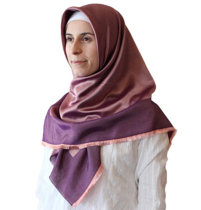 Bonjela scarf Bonjela Twill Large Square Hijab Scarf Reversible Purple - Modefa 