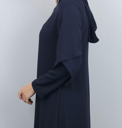 Hooded Ferace Abaya 063 Navy Blue