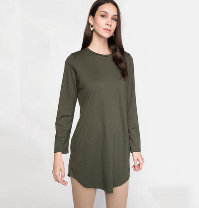 DeFacto Modest Knit Tunic J9963AZ Olive Green