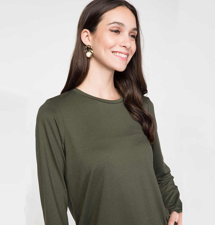 DeFacto Modest Knit Tunic J9963AZ Olive Green
