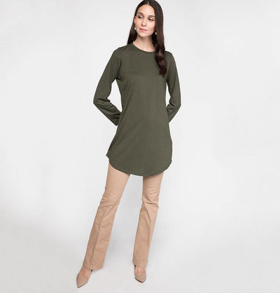 DeFacto Modest Knit Tunic J9963AZ Olive Green
