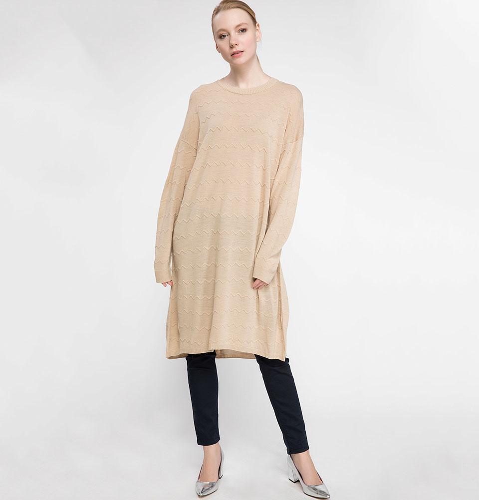 DeFacto Modest Knit Tunic I8295AZ Beige