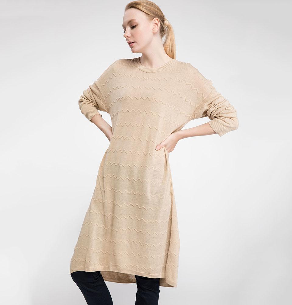 DeFacto Modest Knit Tunic I8295AZ Beige