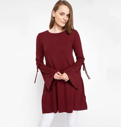 DeFacto Modest Knit Tunic I9101AZ Maroon