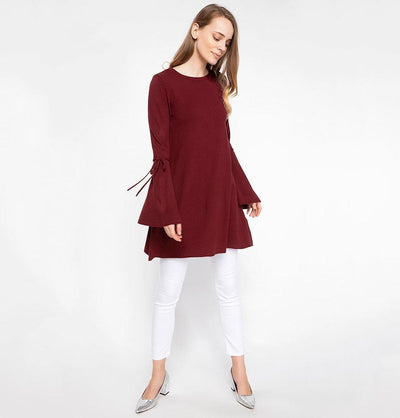 DeFacto Modest Knit Tunic I9101AZ Maroon