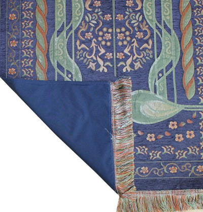 Ensar Prayer Rug Luxury Embroidered Chenille Thin Prayer Mat Gift Box Set - Rose Scented - Blue - Modefa 