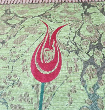 Woven Chenille Turkish Ebru Tulip Prayer Mat Green
