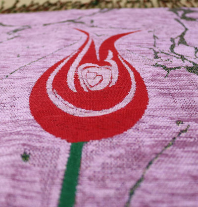 Woven Chenille Turkish Ebru Tulip Prayer Mat Pink
