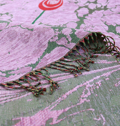 Woven Chenille Turkish Ebru Tulip Prayer Mat Pink