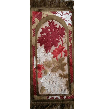 Ensar Prayer Rug Child Velvet Floral Leaf Prayer Rug - Red - Modefa 