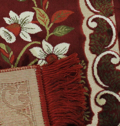 Ensar Prayer Rug Child Velvet Floral Prayer Rug - Red - Modefa 