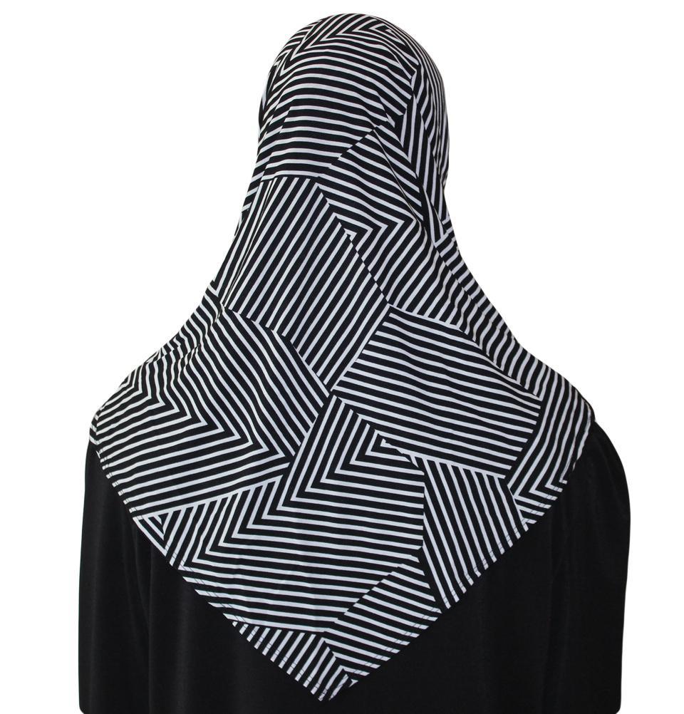 Firdevs Practical Amira Hijab Black/Ivory Zig Zag Stripe