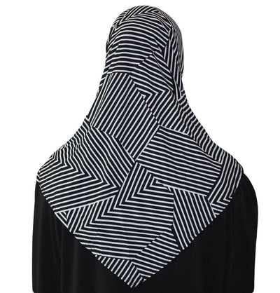 Firdevs Practical Amira Hijab Black/Ivory Zig Zag Stripe