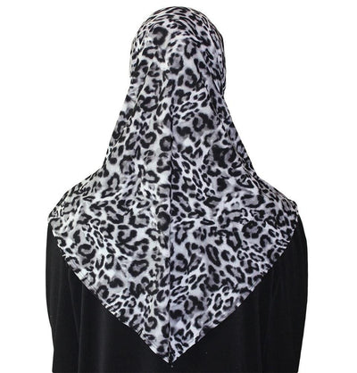 Firdevs Practical Hijab Scarf & Bonnet  Leopard Print Grey
