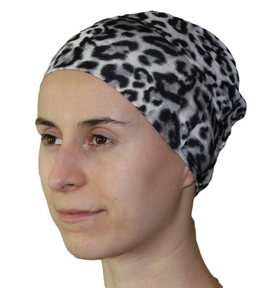 Firdevs Practical Hijab Scarf & Bonnet  Leopard Print Grey