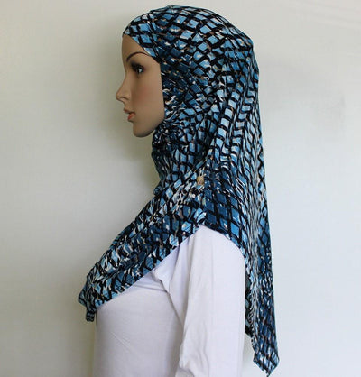Firdevs Amirah hijab Firdevs Practical Scarf & Bonnet 020 Blue Lattice - Modefa 