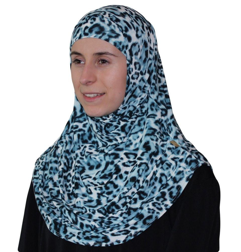 Firdevs Amirah hijab Firdevs Practical Hijab Scarf & Bonnet Leopard Turquoise - Modefa 