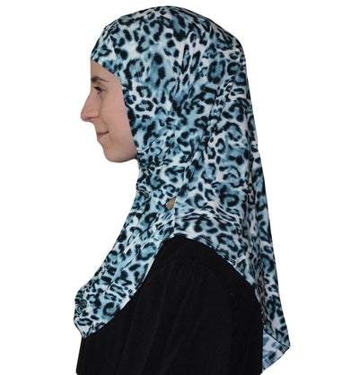 Firdevs Amirah hijab Firdevs Practical Hijab Scarf & Bonnet Leopard Turquoise - Modefa 