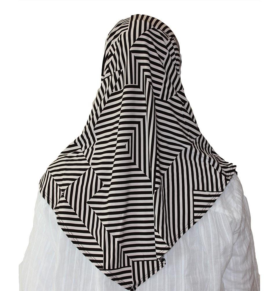 Firdevs Amirah hijab Firdevs Practical Scarf & Bonnet Zig Zag Stripe Brown/Ivory - Modefa 