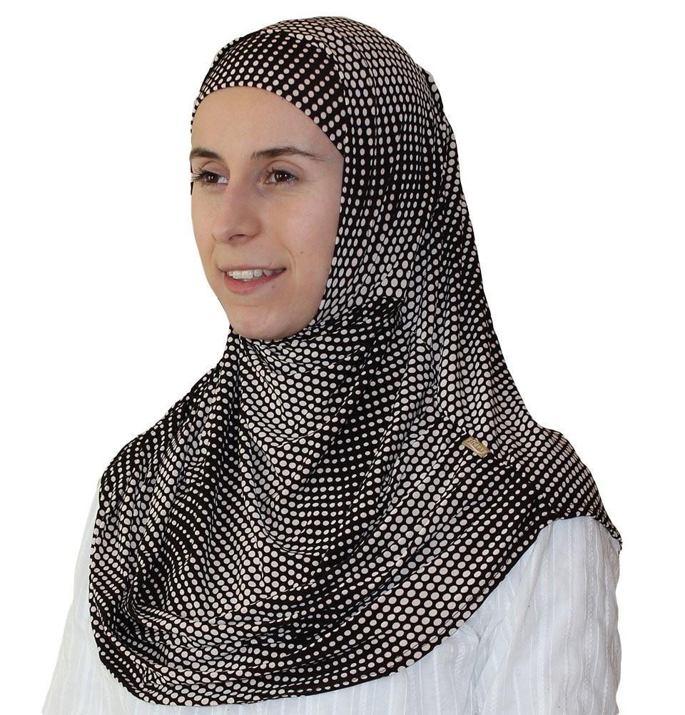 Firdevs Amirah hijab Firdevs Practical Scarf & Bonnet Small Polka Dot Brown - Modefa 