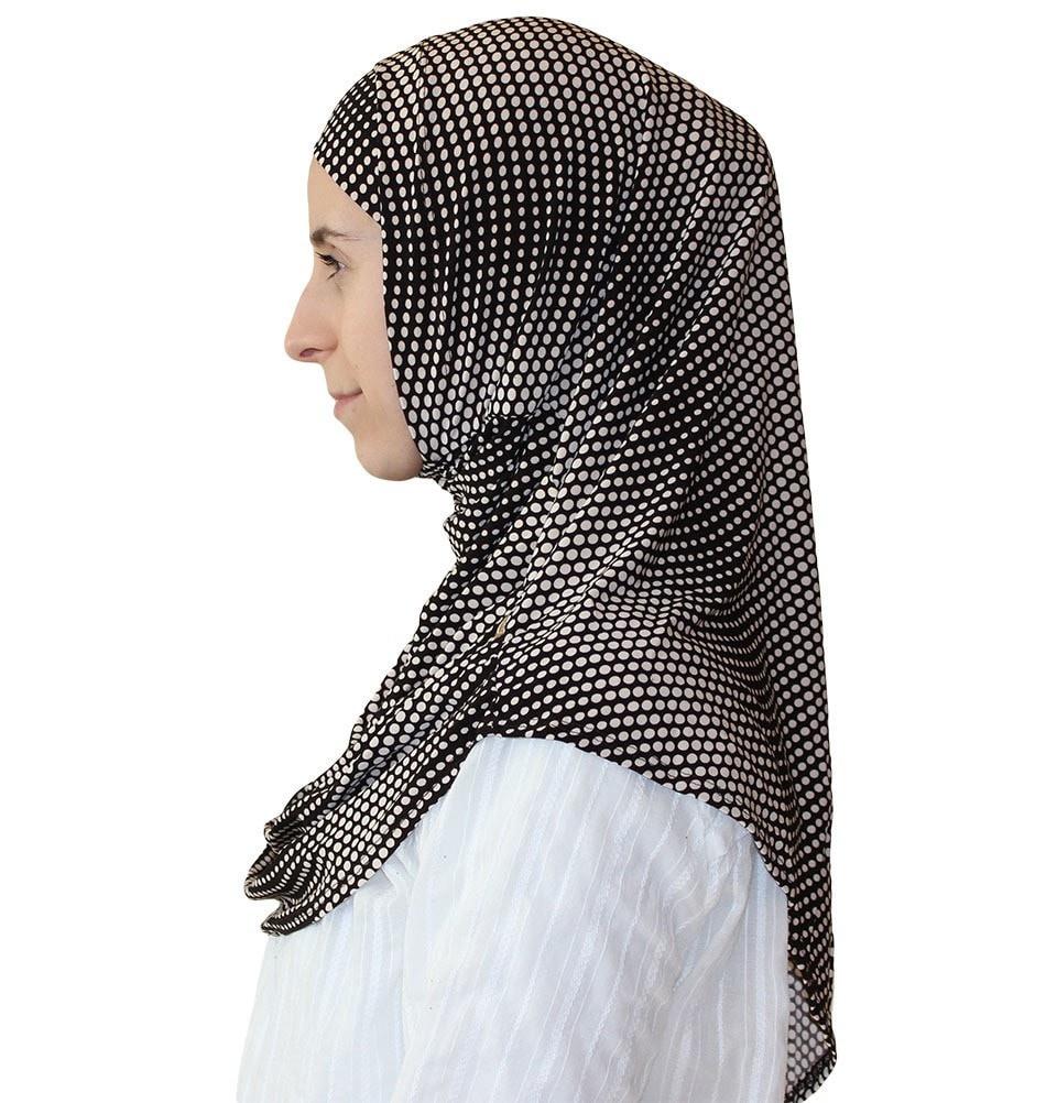 Firdevs Amirah hijab Firdevs Practical Scarf & Bonnet Small Polka Dot Brown - Modefa 