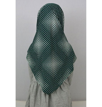 Firdevs Girl's Practical Hijab Scarf & Bonnet Green/Ivory Polka Dot