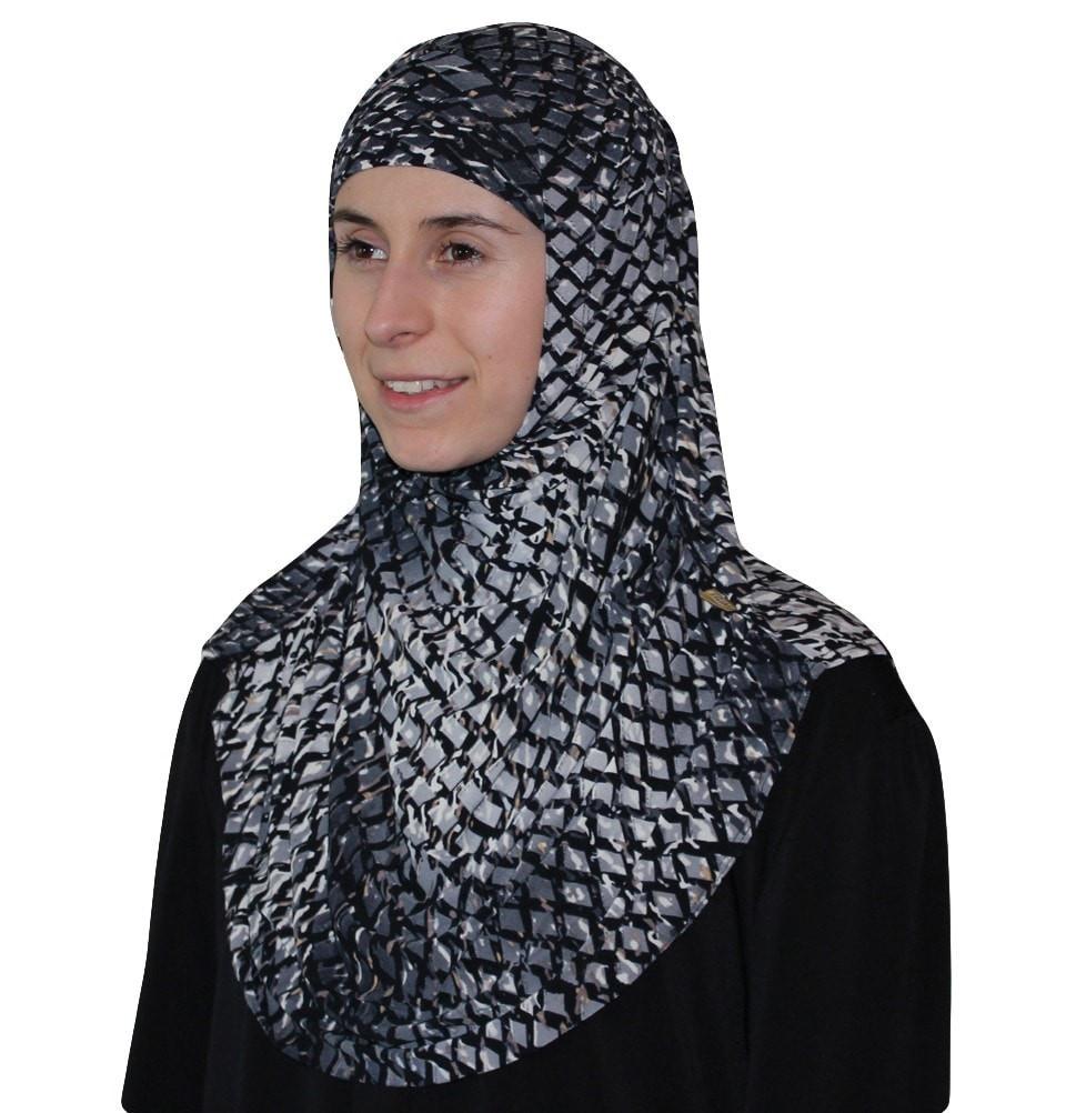 Firdevs Amirah hijab Firdevs Practical Scarf & Bonnet Lattice Grey - Modefa 