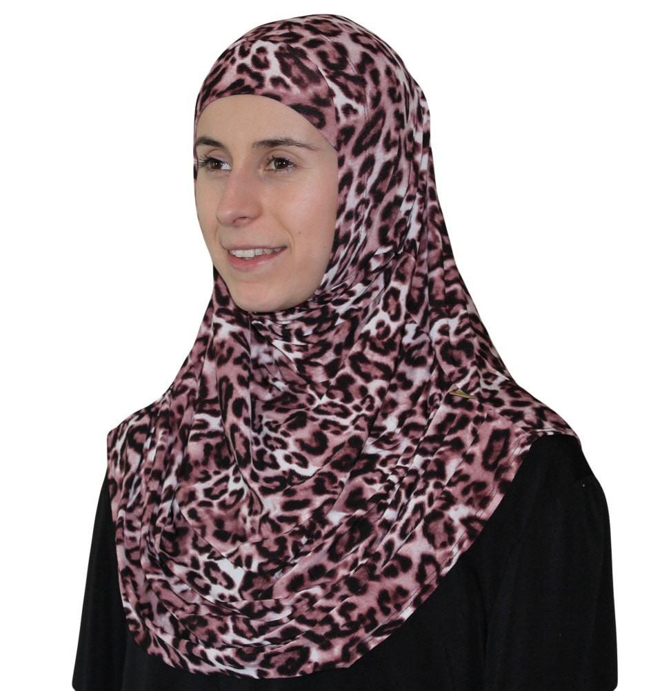 Firdevs Amirah hijab Firdevs Practical Scarf & Bonnet Leopard Pink - Modefa 