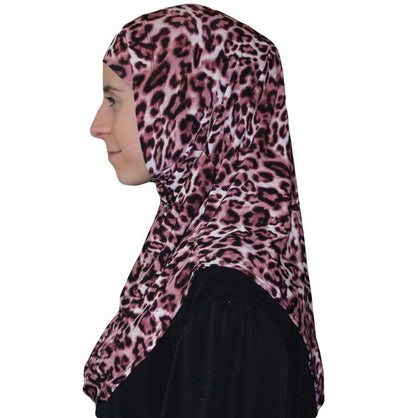 Firdevs Amirah hijab Firdevs Practical Scarf & Bonnet Leopard Pink - Modefa 