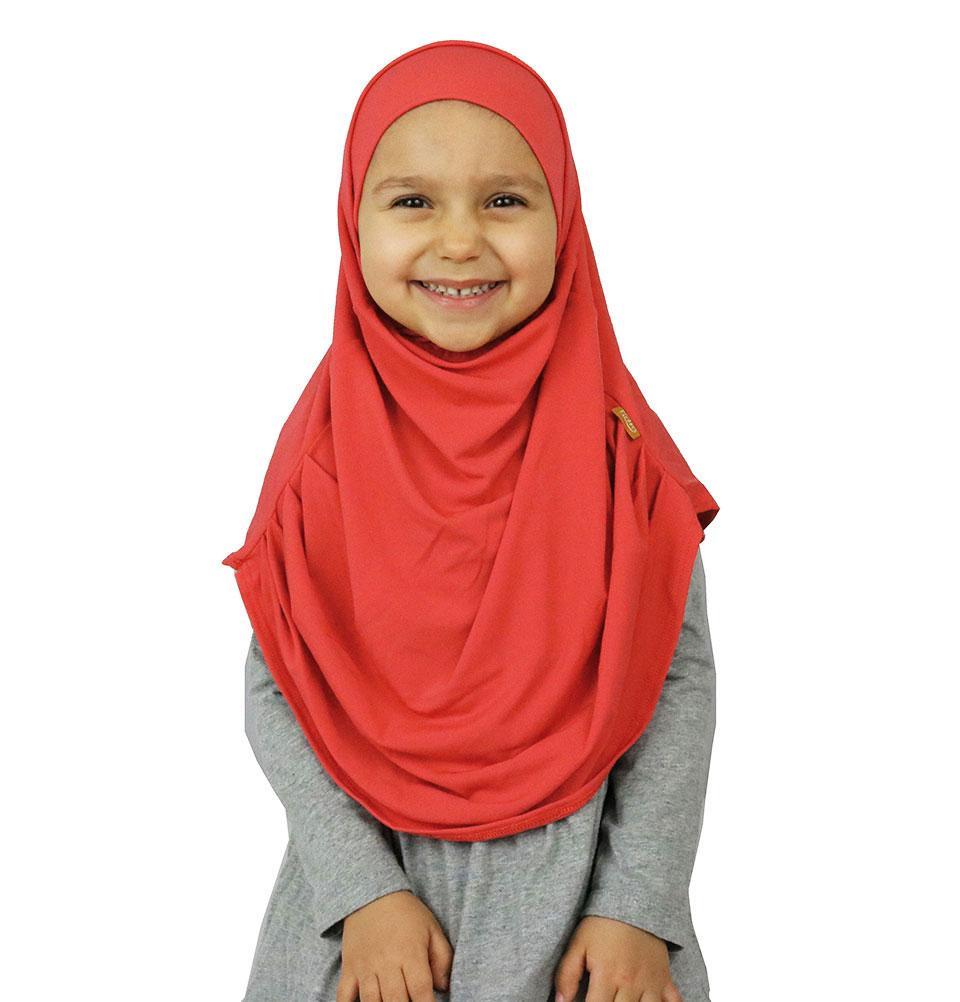 Firdevs Girl's Practical Hijab Scarf & Bonnet Coral Pink