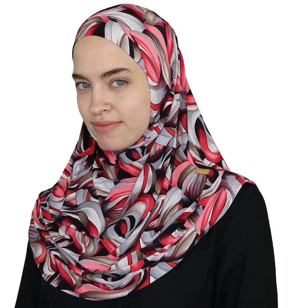 Firdevs Practical Amira Hijab Modern Curves - Red/Grey