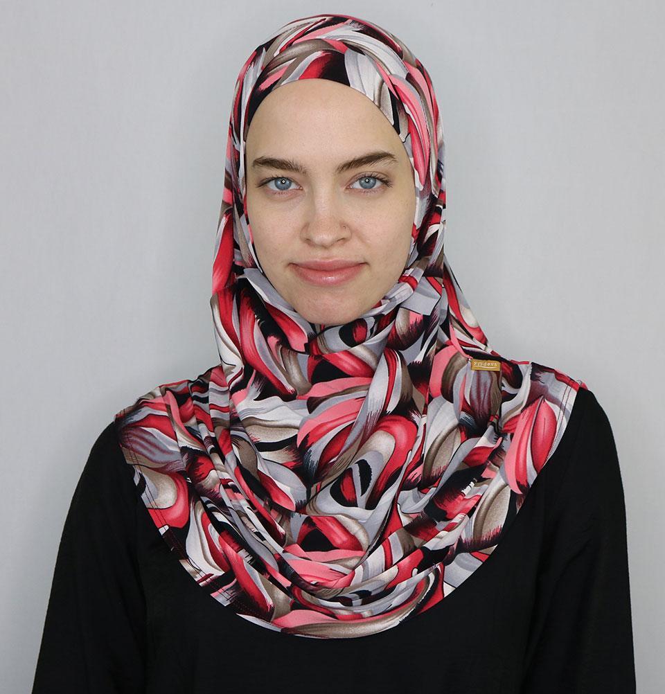 Firdevs Practical Amira Hijab Modern Curves - Red/Grey