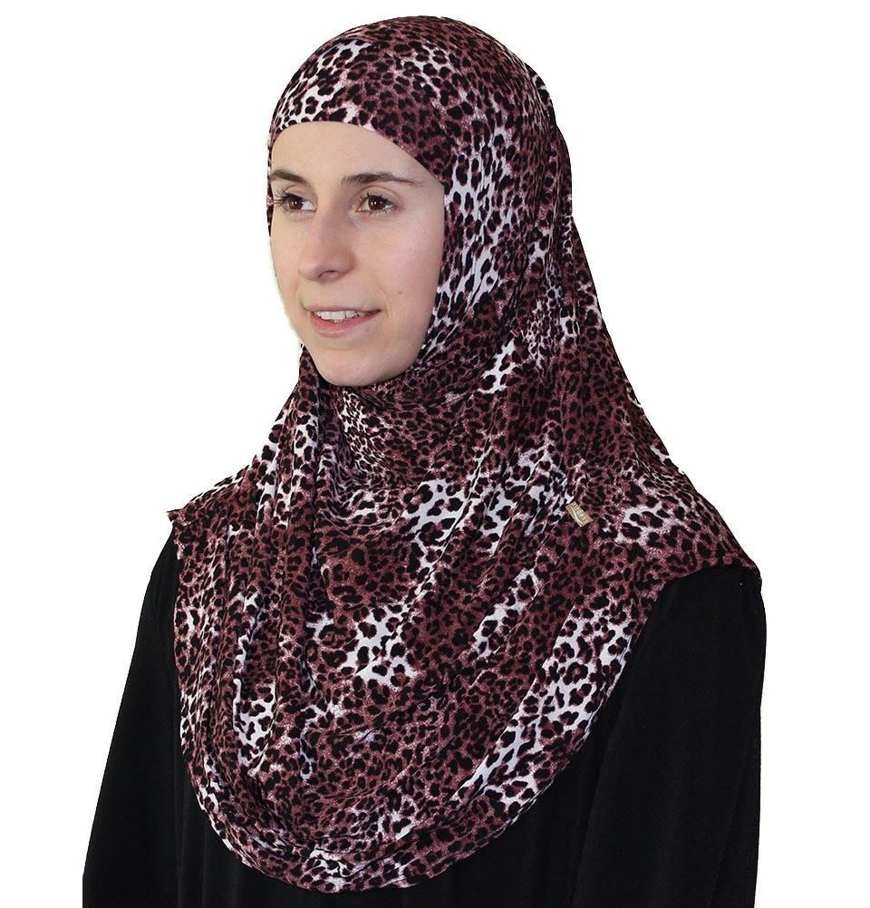 Firdevs Amirah hijab Firdevs Practical Hijab Scarf & Bonnet Leopard Red - Modefa 