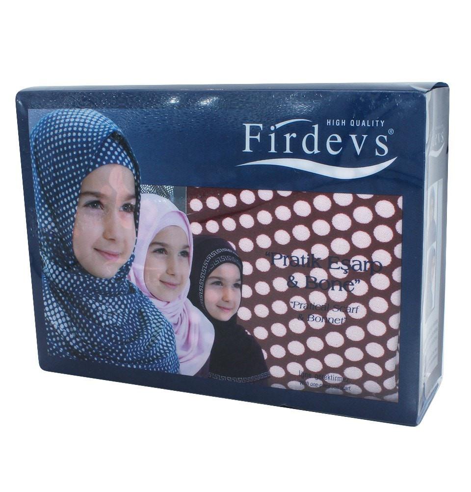 Firdevs Amirah hijab Firdevs Girl's Practical Hijab Scarf & Bonnet Polka Dot Burgundy Red - Modefa 