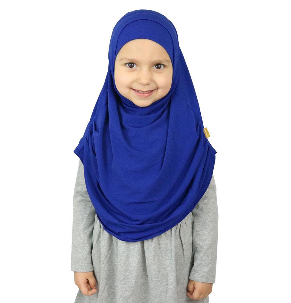 Girl's Practical Hijab Scarf & Bonnet Royal Blue
