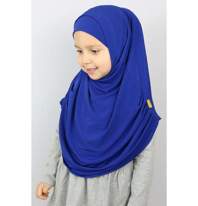 Girl's Practical Hijab Scarf & Bonnet Royal Blue
