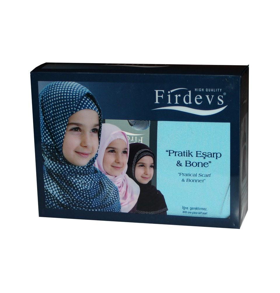 Firdevs Girl's Practical Hijab Scarf & Bonnet Turquoise
