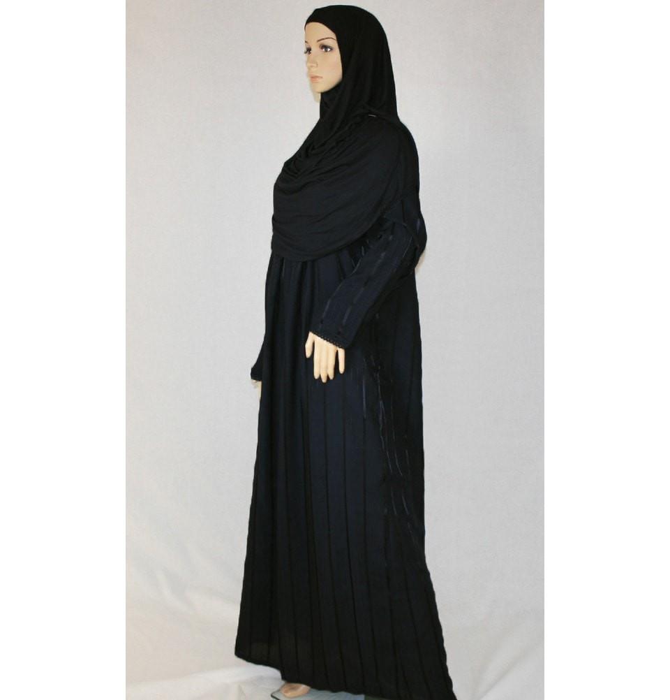 Muslim Prayer Dress Jilbab - Loose Fit Islamic Abaya For Women In Black Polyester
