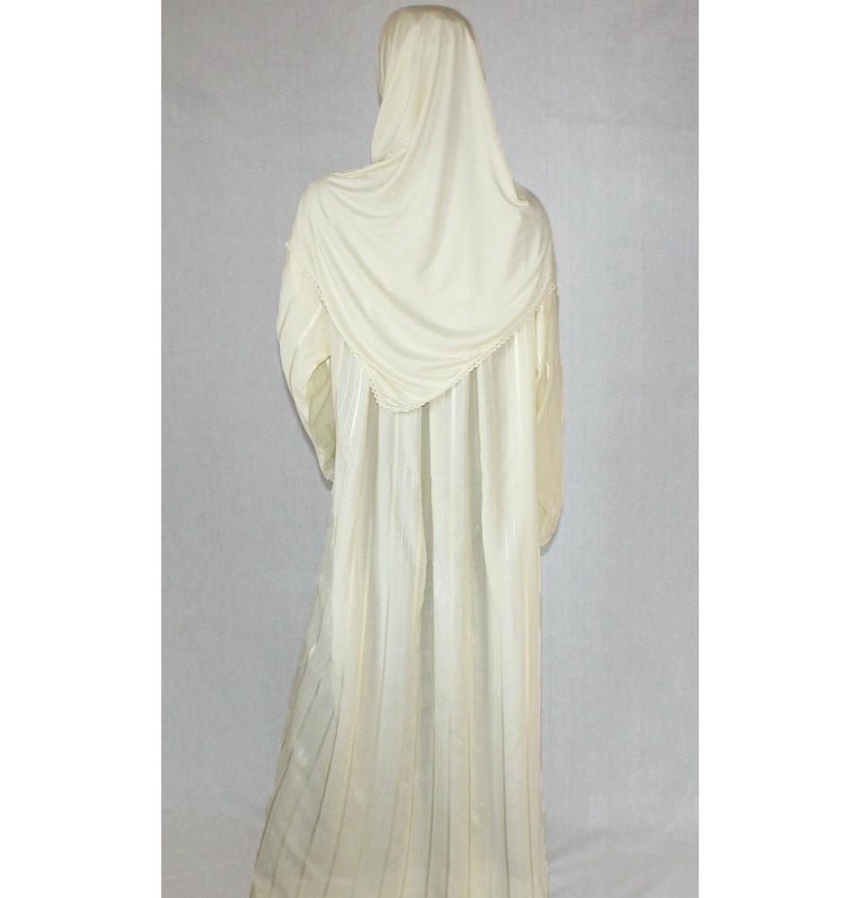 Firdevs Dress Amade Women's One-Piece Prayer Dress Creme Abaya Gift Set - Modefa 