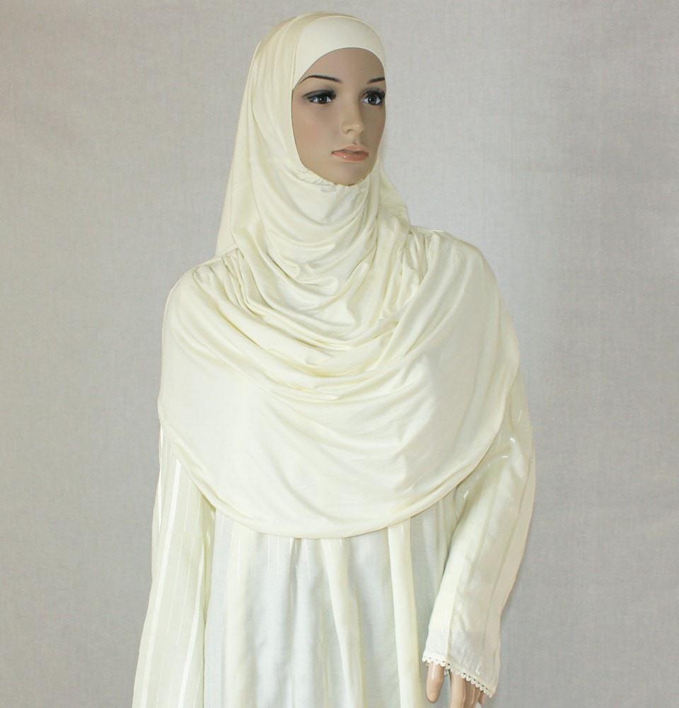 Firdevs Dress Amade Women's One-Piece Prayer Dress Creme Abaya Gift Set - Modefa 