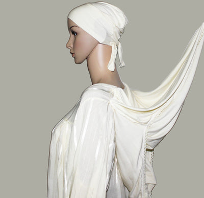 Firdevs Dress Amade Women's One-Piece Prayer Dress Creme Abaya Gift Set - Modefa 