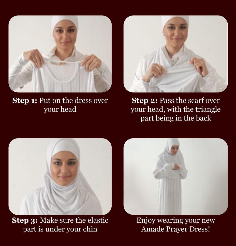 Firdevs Dress Amade Women's One-Piece Prayer Dress Creme Abaya Gift Set - Modefa 