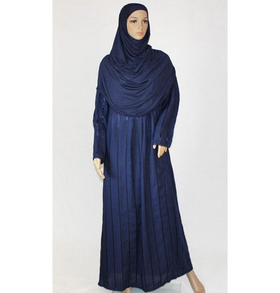 Firdevs Dress Amade Women's One-Piece Prayer Dress Navy Blue Abaya Gift Set - Modefa 