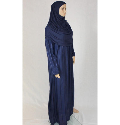 Firdevs Dress Amade Women's One-Piece Prayer Dress Navy Blue Abaya Gift Set - Modefa 