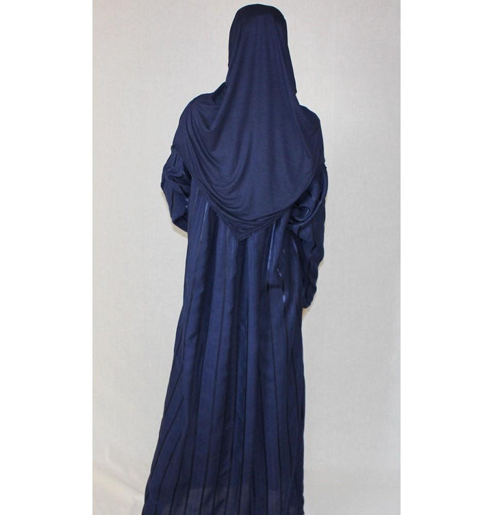 Amade Women's One-Piece Prayer Dress Navy Blue Abaya Gift Set