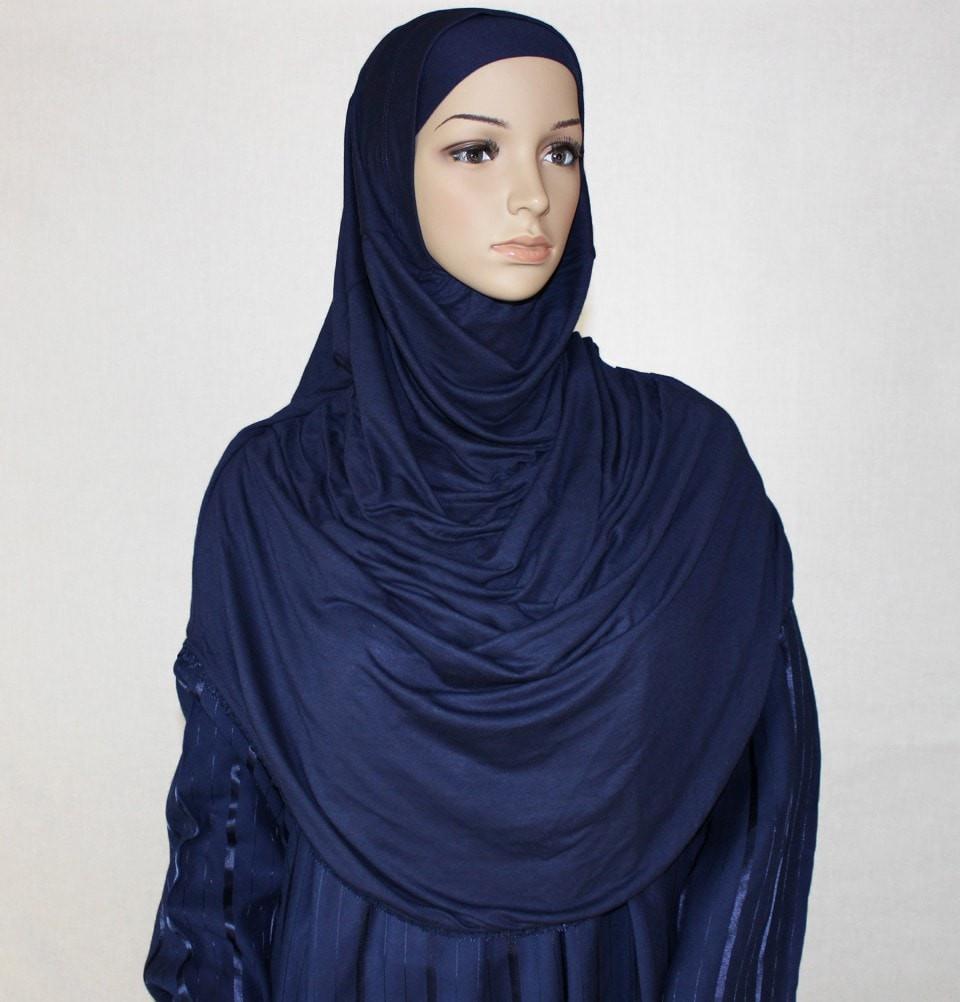 Firdevs Dress Amade Women's One-Piece Prayer Dress Navy Blue Abaya Gift Set - Modefa 