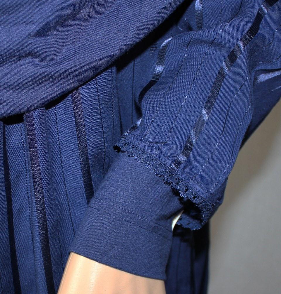 Firdevs Dress Amade Women's One-Piece Prayer Dress Navy Blue Abaya Gift Set - Modefa 